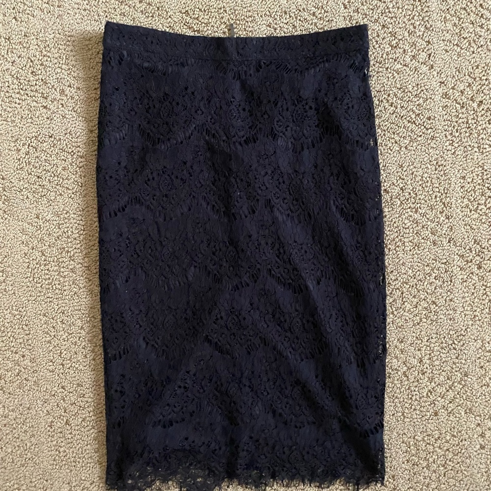 Black Lace Midi Pencil Skirt